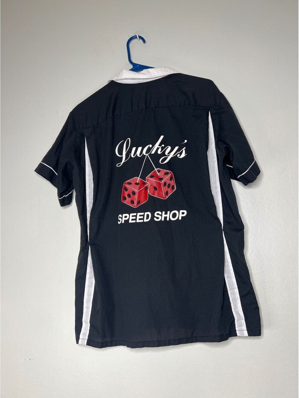 Vintage Lucky's Speed Shop Black and White Bowling Shirt Size M